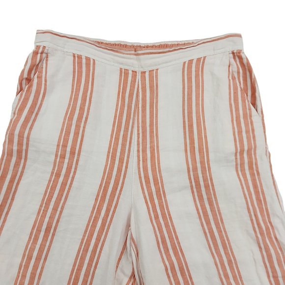 Christian Siriano Linen Pants Womens XL Beige Stripes Wide Leg Beach Summer - Picture 4 of 9